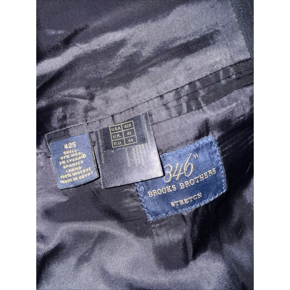 Brooks Brothers  346 Stretch Suit Men 42S Black Pinstripe  Wool Pants Size 40/29